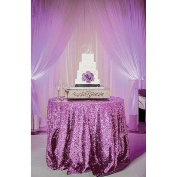 120 inch Lavender Sequin Round Tablecloth ~ New